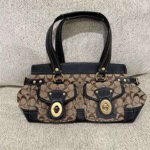 Coach Signature Brown and Black Handbag